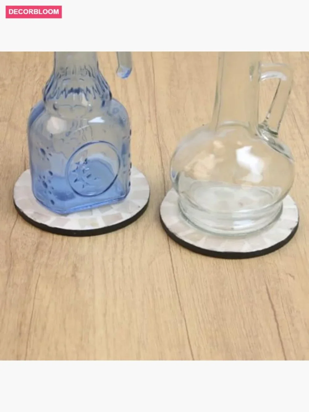 Set of 4 Mother of Pearl Round Coasters Marble Home Decor